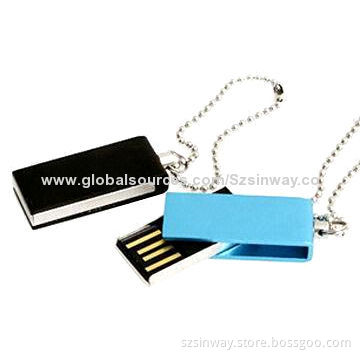 Metal Swivel USB Flash Drives with Up to 64GB and More than 10-year Data Retention